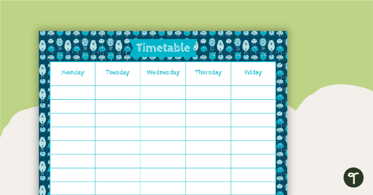 Monster Pattern - Weekly Timetable teaching resource