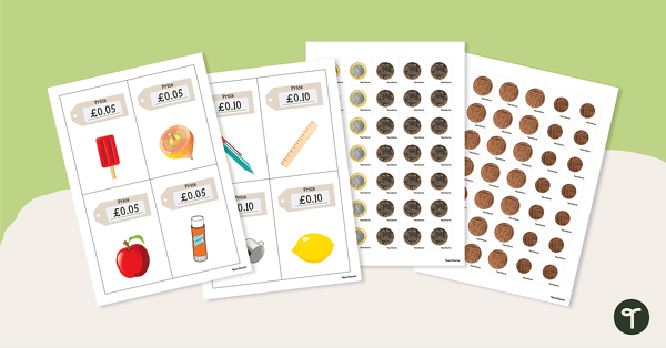 Go to Shop Item Picture Cards with British Coins teaching resource
