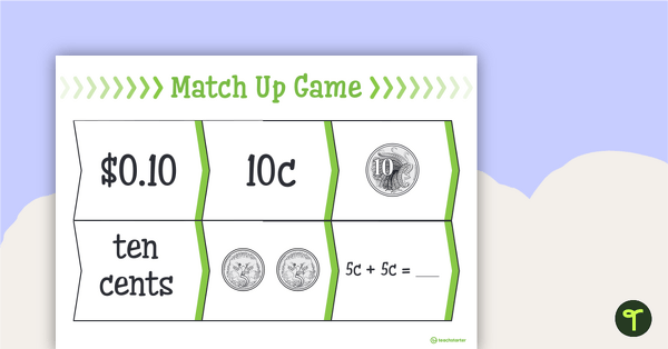 Money Match-Up Game (Australian Currency) teaching resource