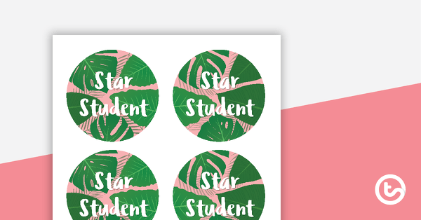 Lush Leaves Pink - Star Student Badges teaching resource