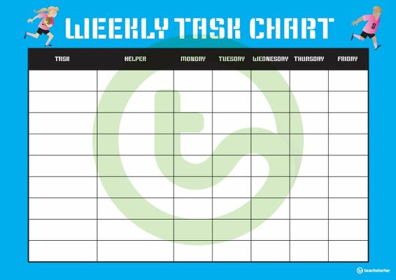 Rugby Theme - Weekly Task Chart teaching resource