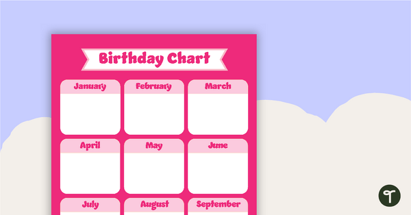 Plain Pink - Birthday Chart teaching resource