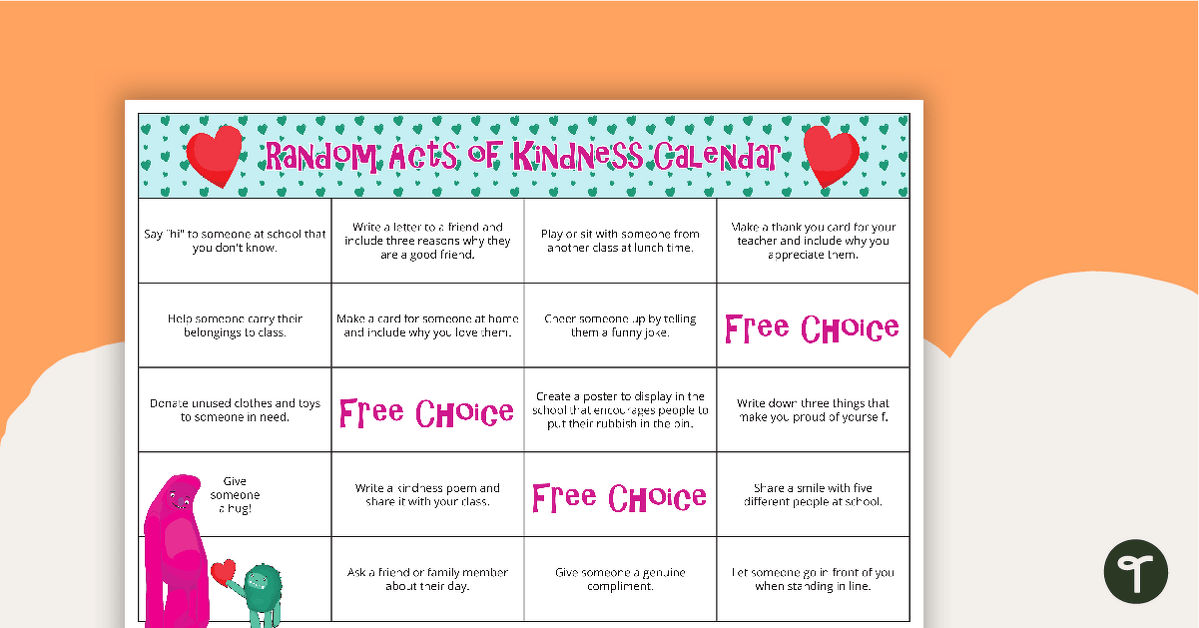Random Acts of Kindness Calendar teaching resource