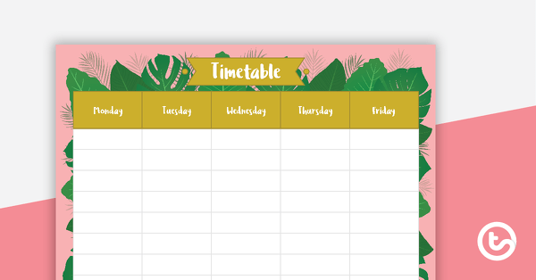 Image of Lush Leaves Pink - Weekly Timetable