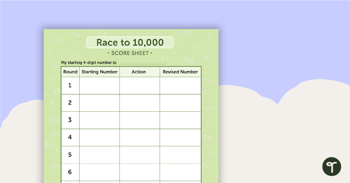 Race to 10,000 - Number Pattern Game teaching resource