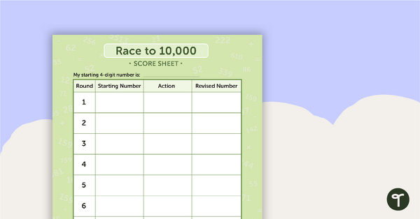 Go to Race to 10,000 - Number Pattern Game teaching resource