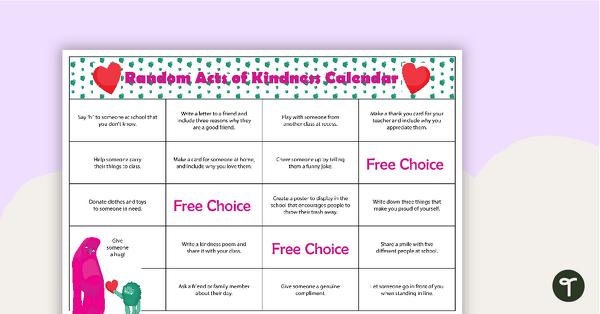 Preview image for Random Acts of Kindness Calendar - teaching resource