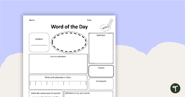 Word Of The Day Worksheet (basic) teaching resource