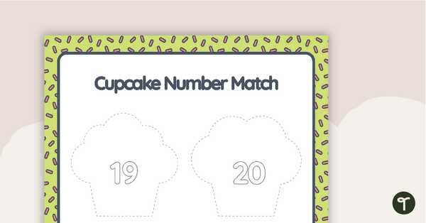 Numbers 1 to 20 Cupcake Matchup Activity teaching resource