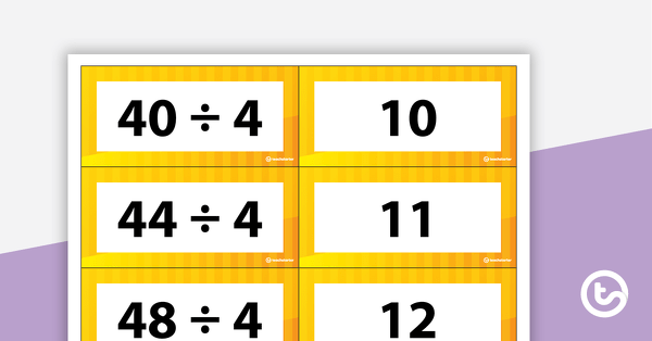 Multiplication and Division Fact Matchup Cards - Multiples of 4 teaching resource