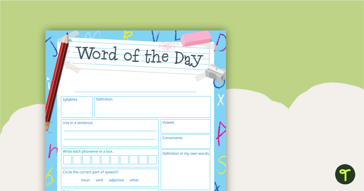 Word Of The Day Template teaching resource