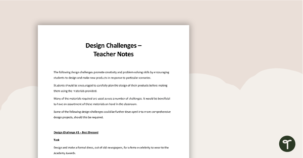 Image of Design and Technology Challenge Task Cards