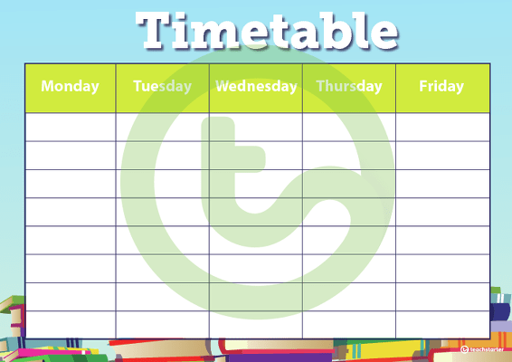 Books - Weekly Timetable teaching resource