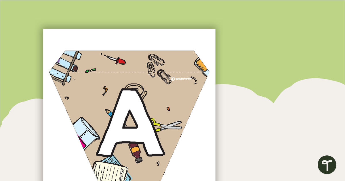 Brown Science Themed - Letters and Numbers Pennant Banner teaching resource