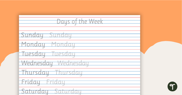 Preview image for Handwriting Sheet - Days of the Week - teaching resource