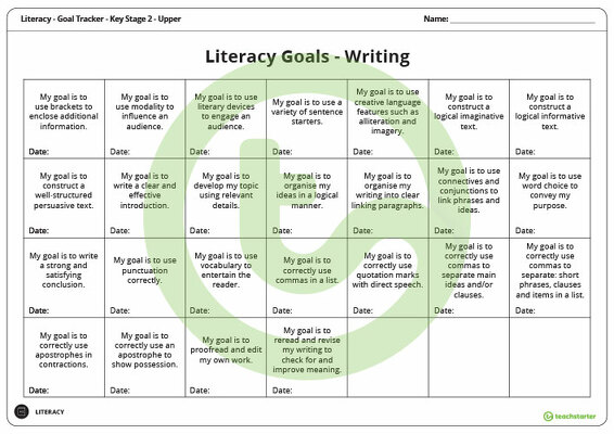 Goal Labels - Writing (Key Stage 2 - Upper) teaching resource