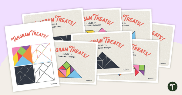 Tangram Treats - Task Cards and Templates (Full Color Version) teaching resource