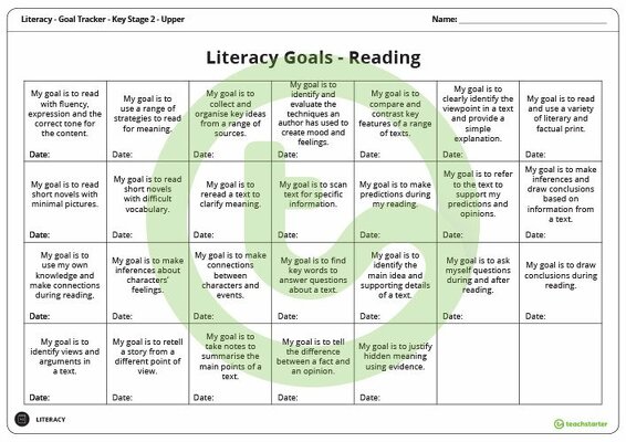 Goal Labels - Reading (Key Stage 2 - Upper) teaching resource