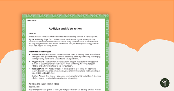 Preview image for Maths Activity Ideas for Parents - Addition and Subtraction - teaching resource