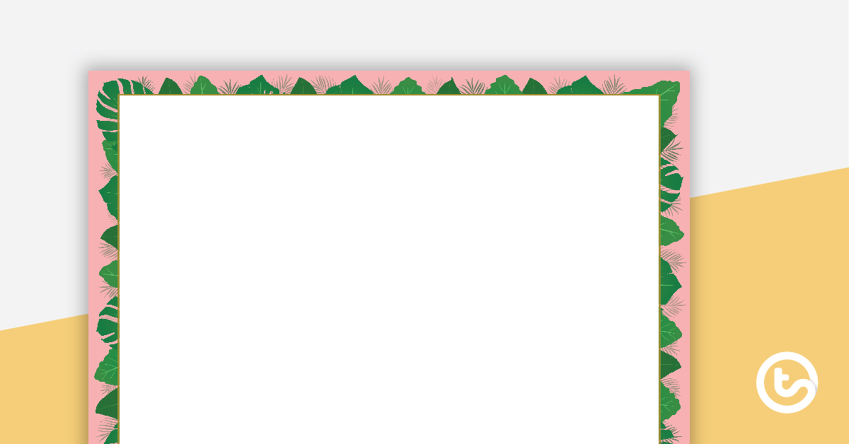 Lush Leaves Pink - Landscape Page Borders teaching resource