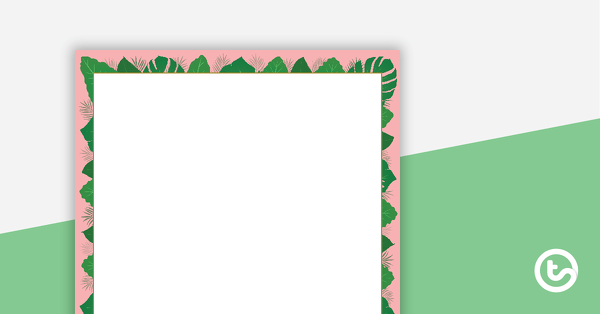 Lush Leaves Pink - Portrait Page Borders teaching resource