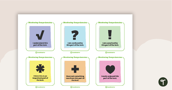 Preview image for Monitoring Comprehension Symbols Flashcards - teaching resource