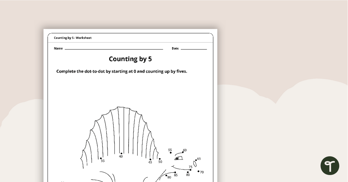 Dot-to-Dot Drawing - Counting by 5 - Dinosaur teaching resource