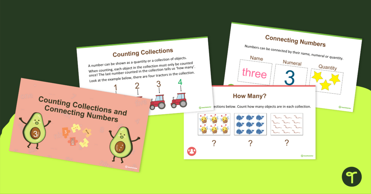 Counting Collections and Connecting Numbers PowerPoint teaching resource