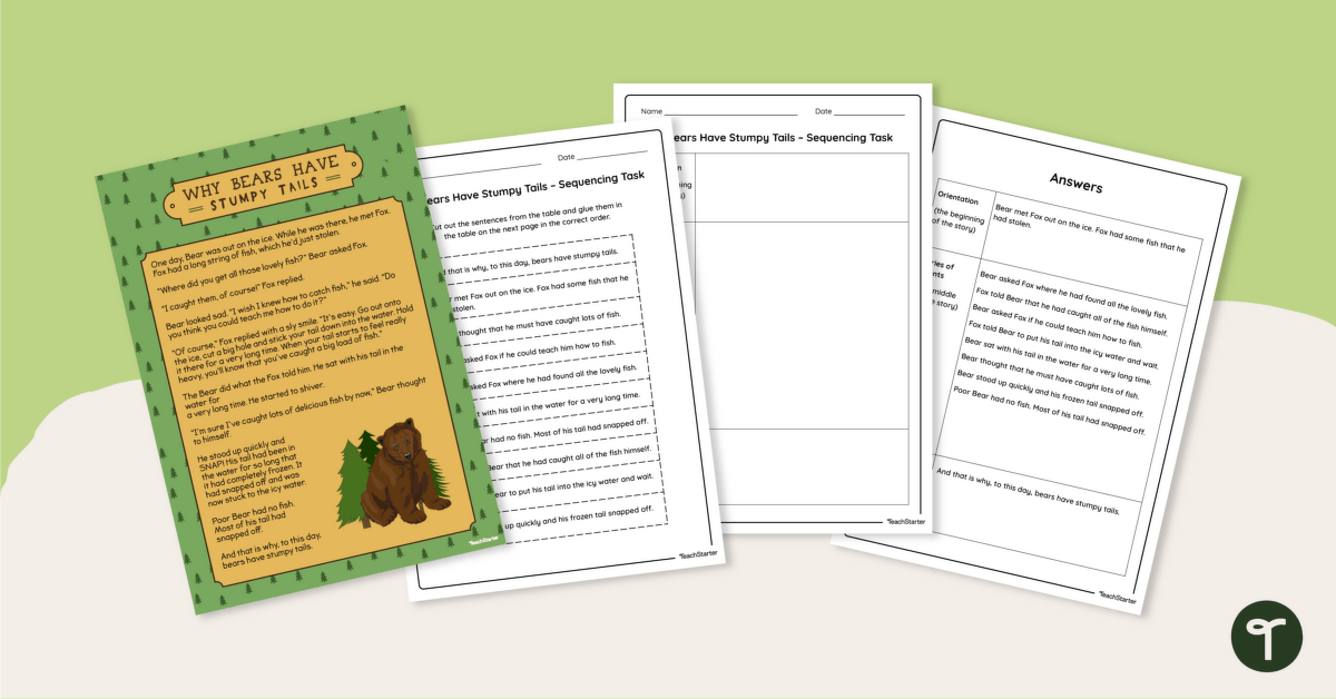 Why Bears Have Stumpy Tails – Sequencing Worksheet teaching resource