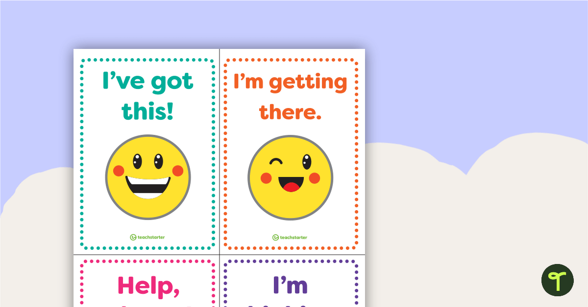Emoji Themed Self-Assessment Desk Cards teaching resource