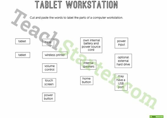 Technology Workstation Worksheet - Tablet teaching resource
