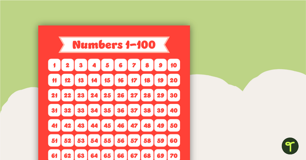 Go to Plain Red - Numbers 1 to 100 Chart teaching resource