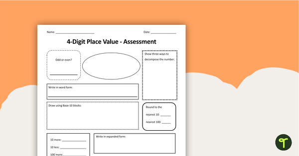 4-Digit Place Value - Assessment teaching resource