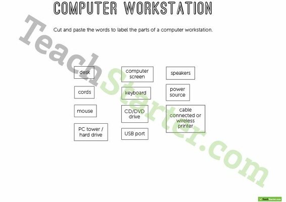 Technology Workstation Worksheet - Desktop Computer teaching resource