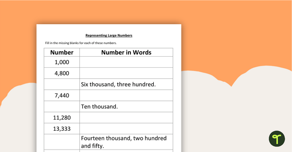 Go to Numbers in Standard and Word Form - Worksheet teaching resource