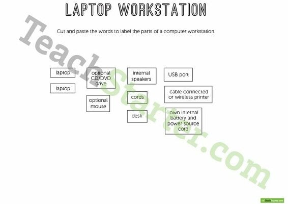 Technology Workstation Worksheet - Laptop Computer teaching resource