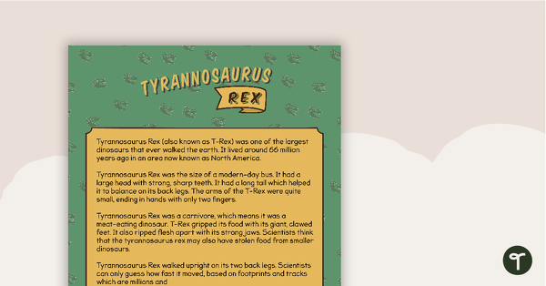 Preview image for Sequencing Activity - Tyrannosaurus Rex (Informative Text) - teaching resource