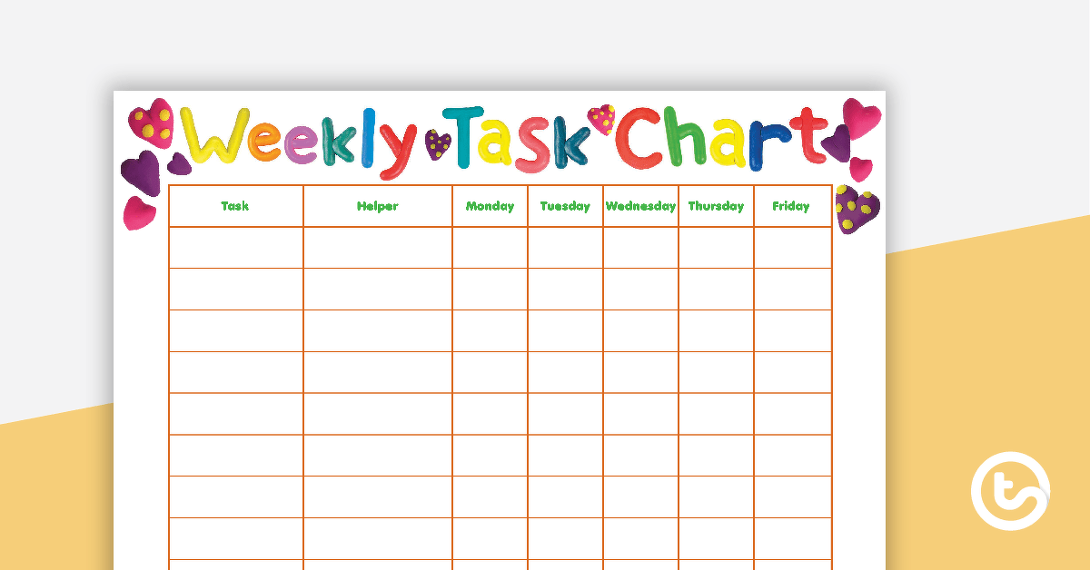 Playdough Weekly Task Chart Teach Starter