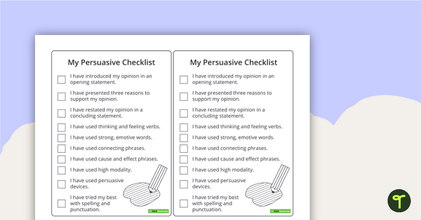 Preview image for Persuasive Writing Checklist (Simplified Version) - teaching resource