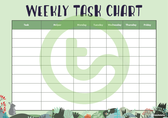 Woodland Tales - Weekly Task Chart teaching resource