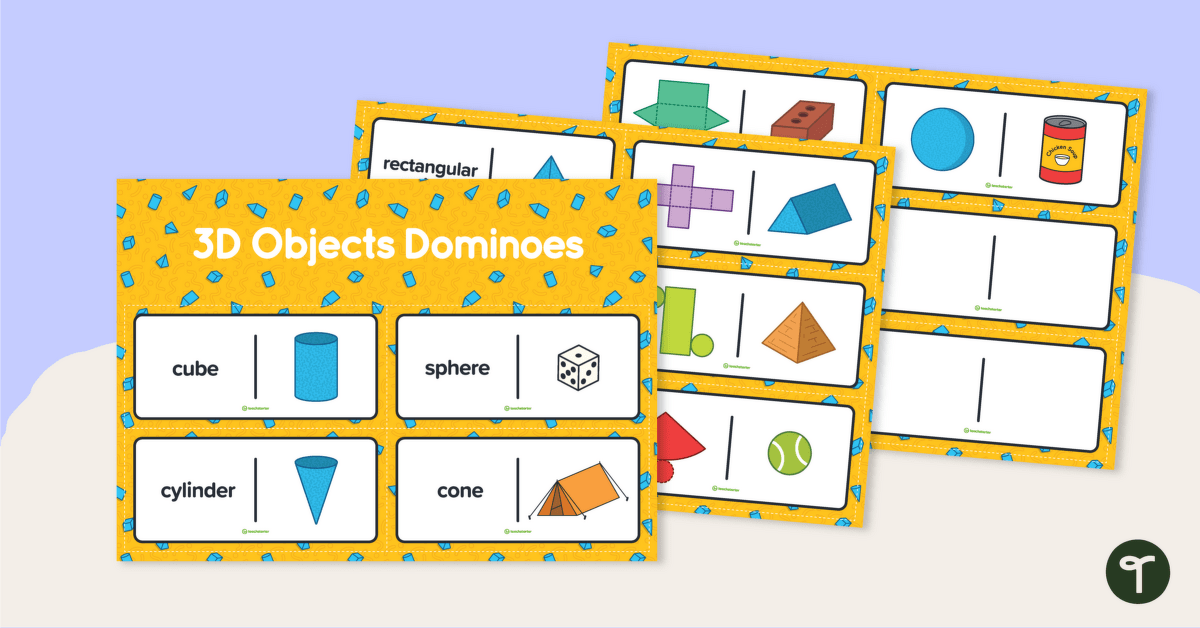 3D Shapes Dominoes teaching resource