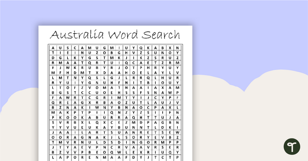 Australia Word Search with Solution teaching resource