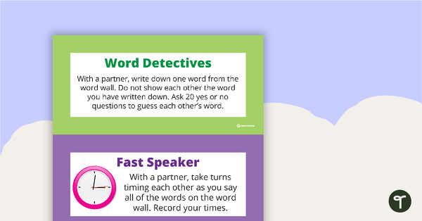 Word Wall Task Cards teaching resource