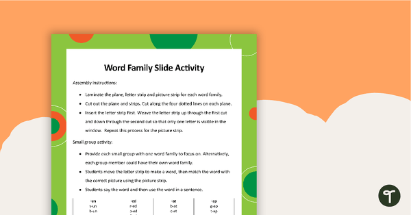 Image of Word Family Slide Activity