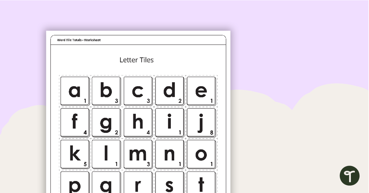 Word Tile Total Activity - Lowercase teaching resource
