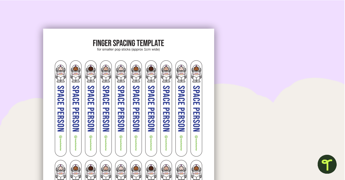 'Spaceman' Finger Spacing Template teaching resource