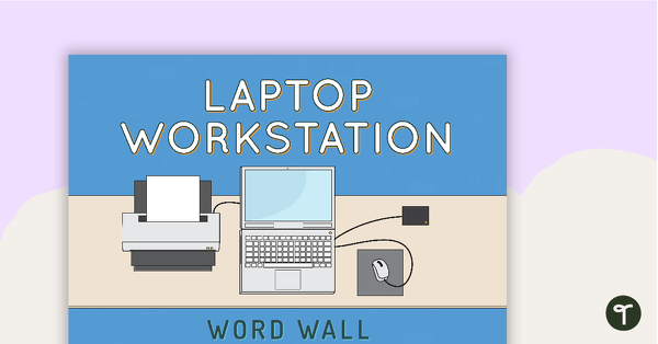 Laptop Workstation Word Wall teaching resource