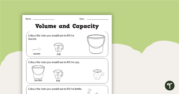 Volume and Capacity Colouring Worksheets teaching resource