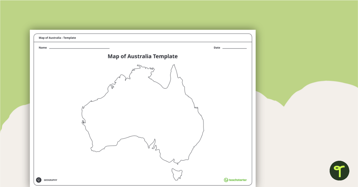 澳大利亚的地图模板预览图像——教学资源