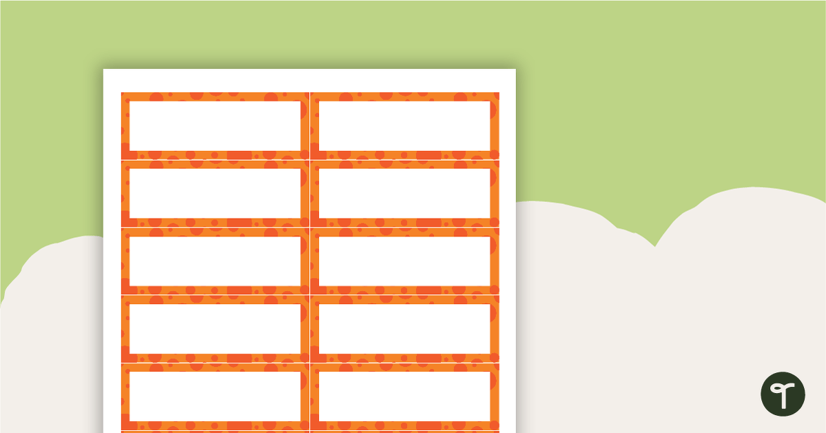 Desk Name Tags – Orange Spots teaching resource